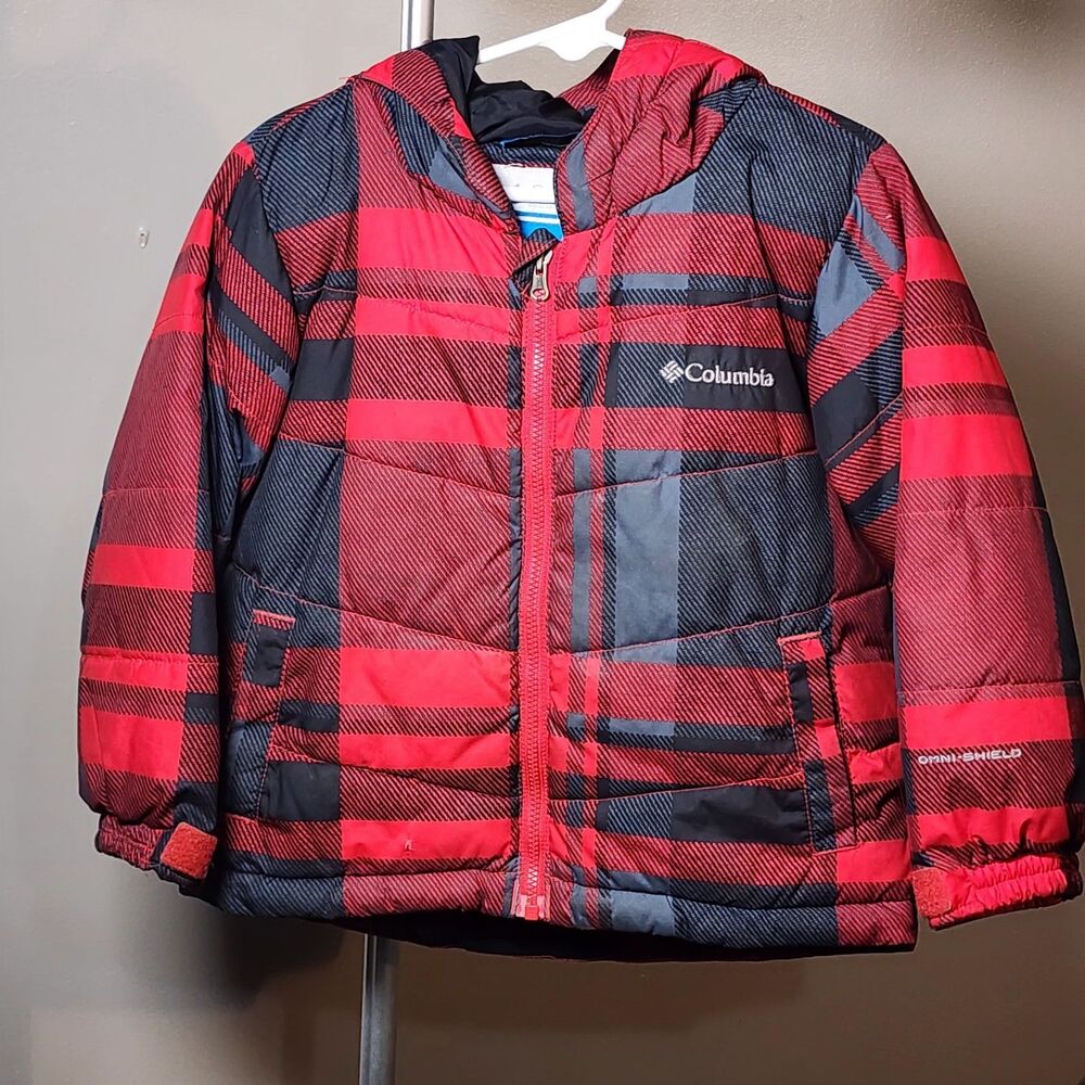 Columbia Omni-Heat Hooded Puffer Jacket Blue 3T Water Repellent Toddler